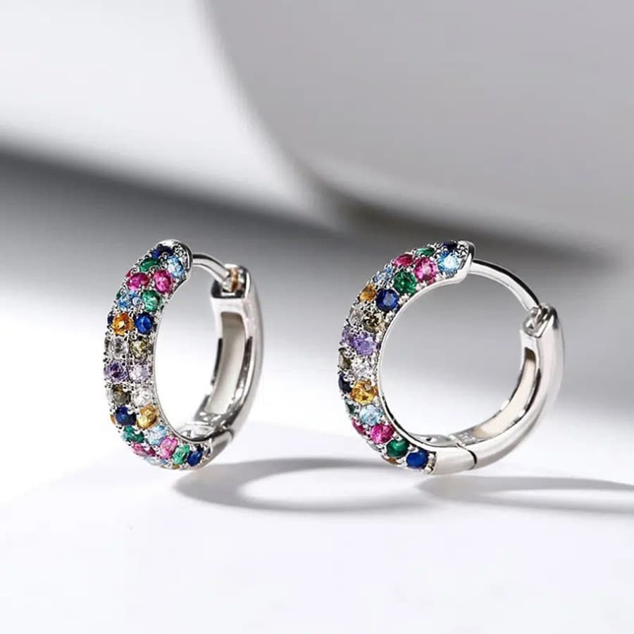 Metal fashionable earrings with zircon, Japanese and Korean, simple and elegant design, European style