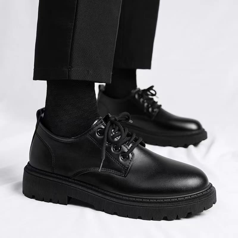 Cross-border popular 2026 casual leather shoes, four-season style, breathable, thick-soled, British-style, versatile, non-slip, soft-soled, trendy work shoes 2