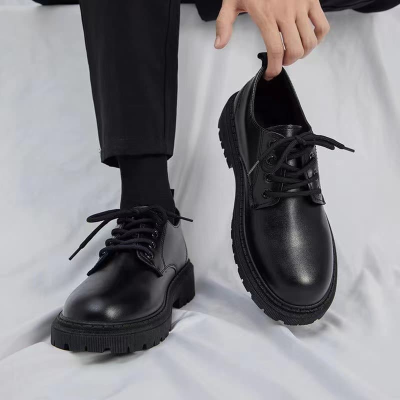 Cross-border popular 2026 casual leather shoes, four-season style, breathable, thick-soled, British-style, versatile, non-slip, soft-soled, trendy work shoes