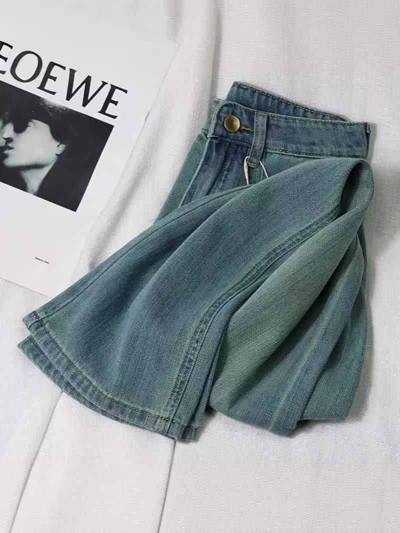 Soft summer loose straight jeans, trousers, high waist, loose fit