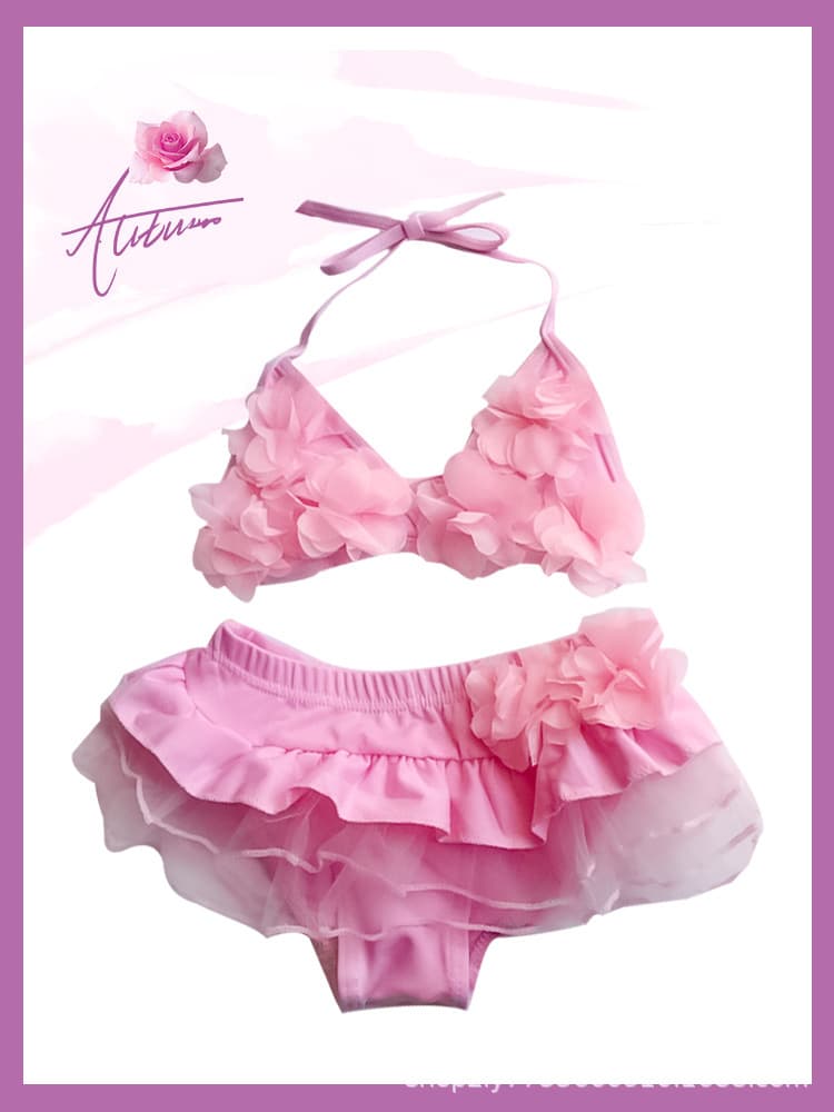 Children's split cute swimwear, flowered 2