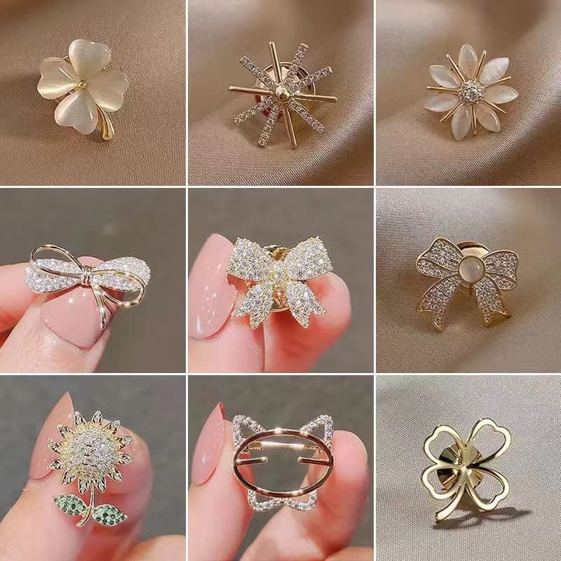 Fashionable universal brooch with bow, cute protective underware, trend pin, cat's eye, clips included 3