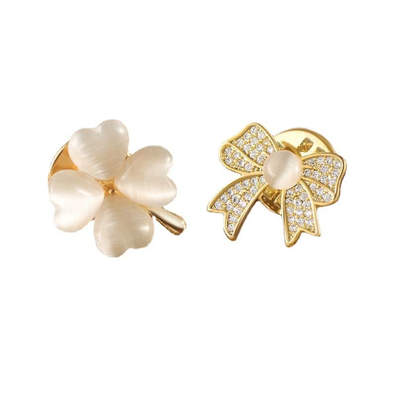 Fashionable universal brooch with bow, cute protective underware, trend pin, cat's eye, clips included 5