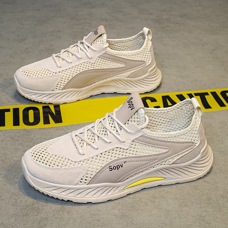 Men's winter breathable mesh thin hollow mesh shoes running leisure sports men's work and labor insurance trendy shoes 3