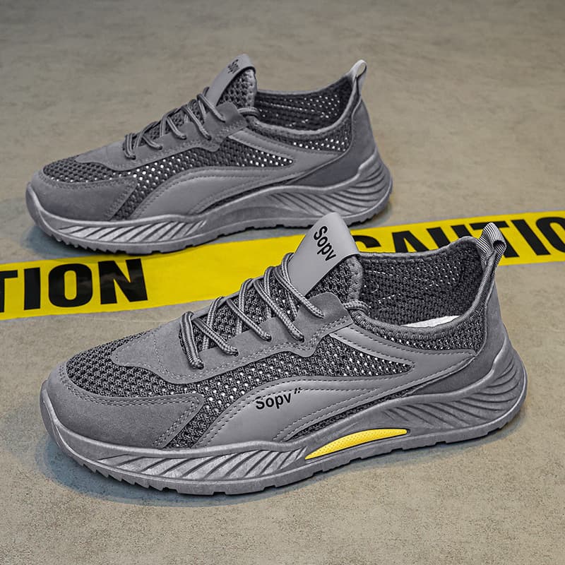 Men's winter breathable mesh thin hollow mesh shoes running leisure sports men's work and labor insurance trendy shoes 4