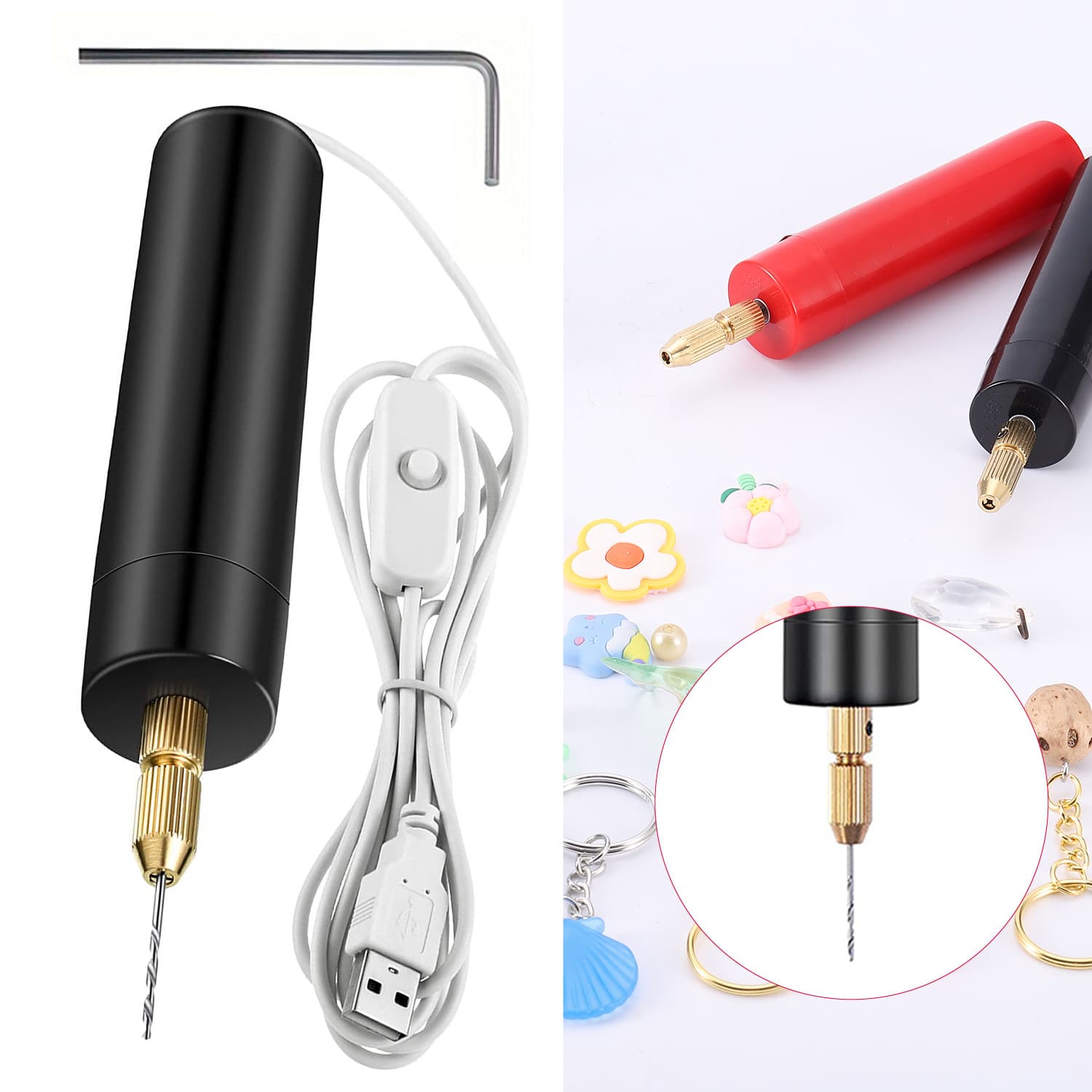 Cross -border neutral packaging DIY small electric drill USB electric drilling machine acrylic wood punching diamond with sheep horn 2