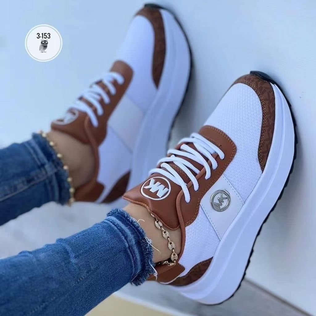 (Cross-border trading), casual sneakers wedge heel, shoes with shoelaces, Collection Year 2024, plus size, mid heel 2