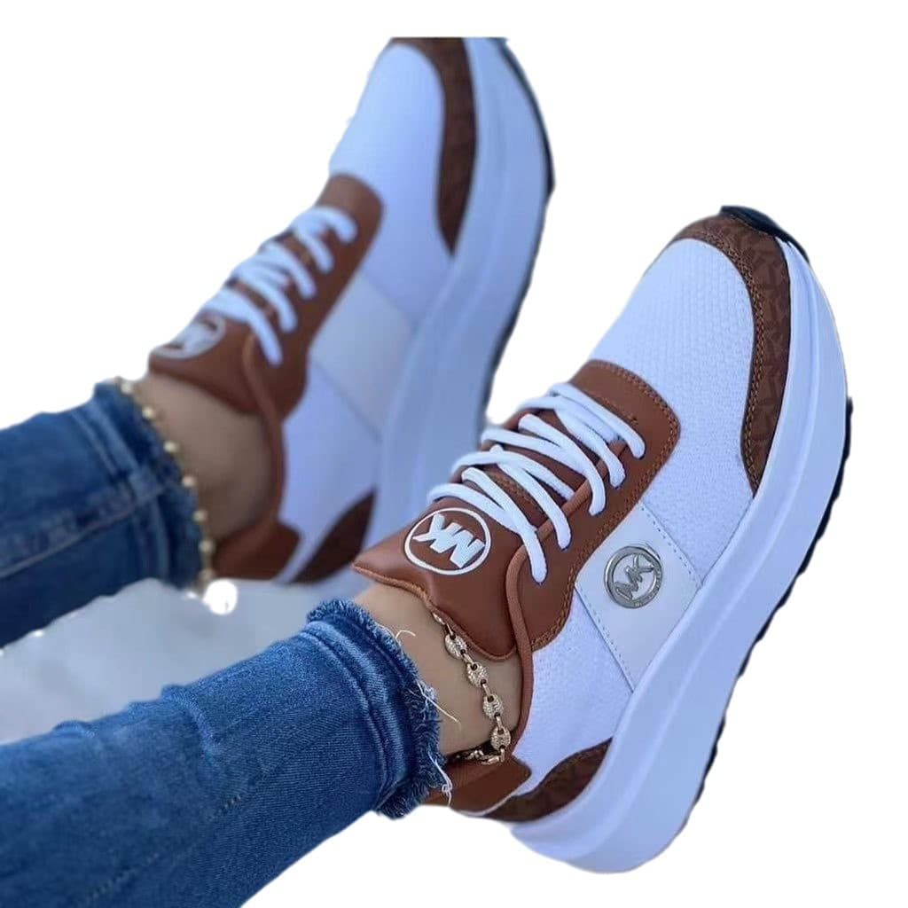 (Cross-border trading), casual sneakers wedge heel, shoes with shoelaces, Collection Year 2024, plus size, mid heel 5