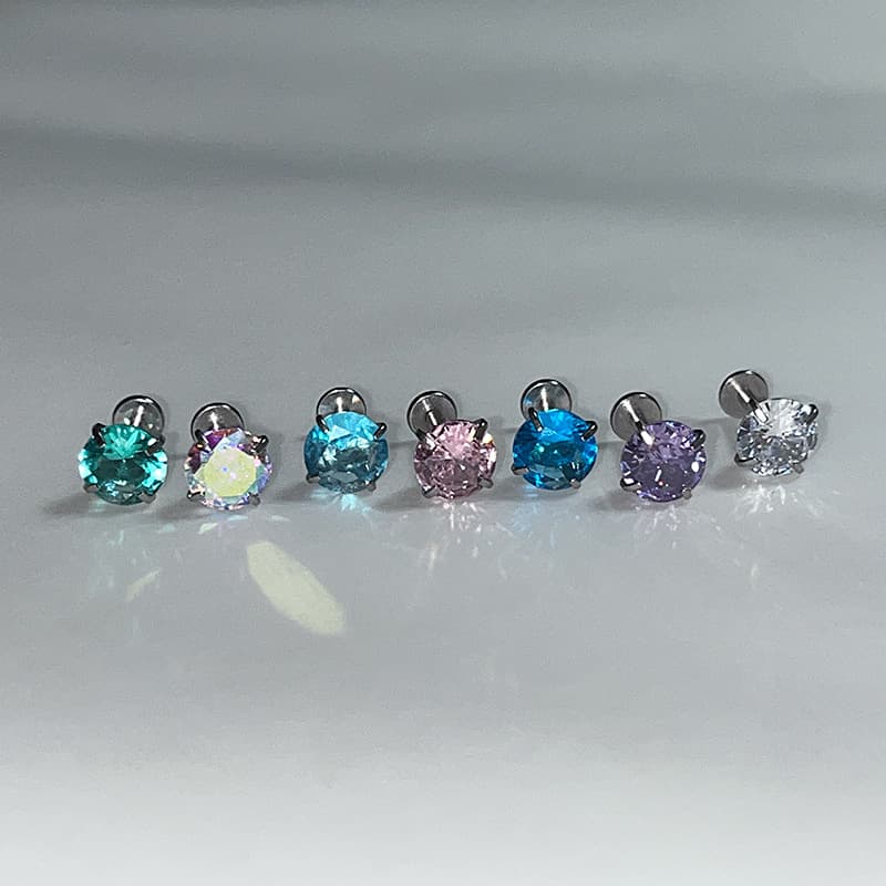 Super shiny drilling vermiculite nail titanium steel flat bottom 1.2 internal threading ear bone nails simple niche -free earrius female 4