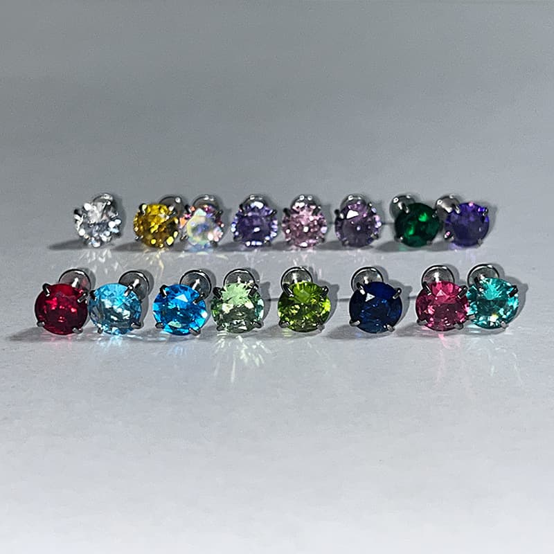 Super shiny drilling vermiculite nail titanium steel flat bottom 1.2 internal threading ear bone nails simple niche -free earrius female