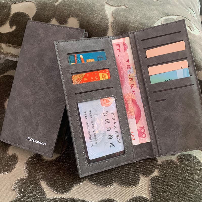 (Cross-border trading), polyurethane long ultra thin wallet, universal card holder 4
