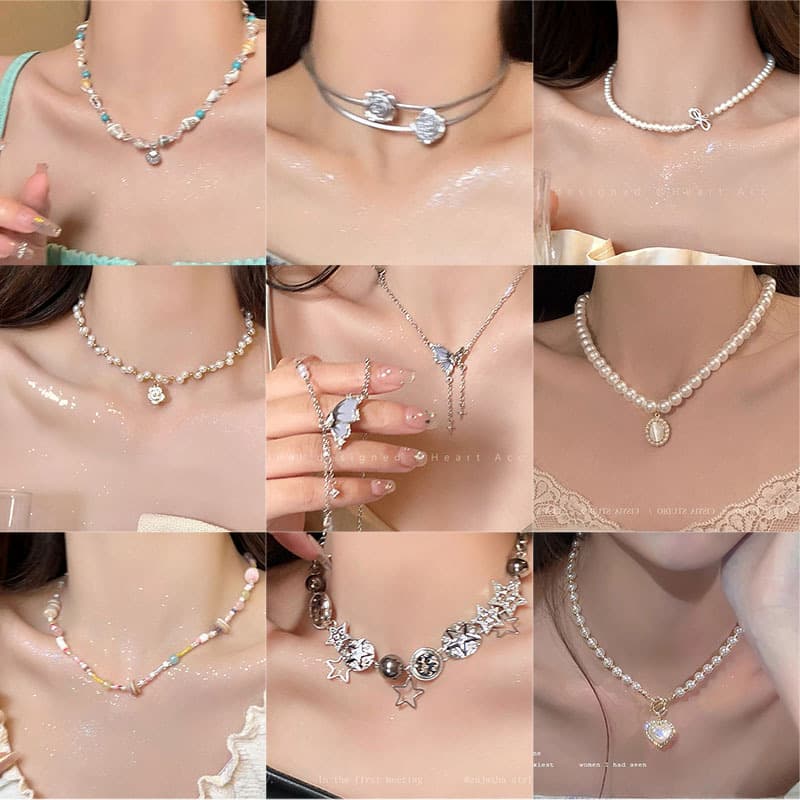 Brand necklace from pearl, universal chain for key bag , sophisticated accessory, high-quality style, light luxury style