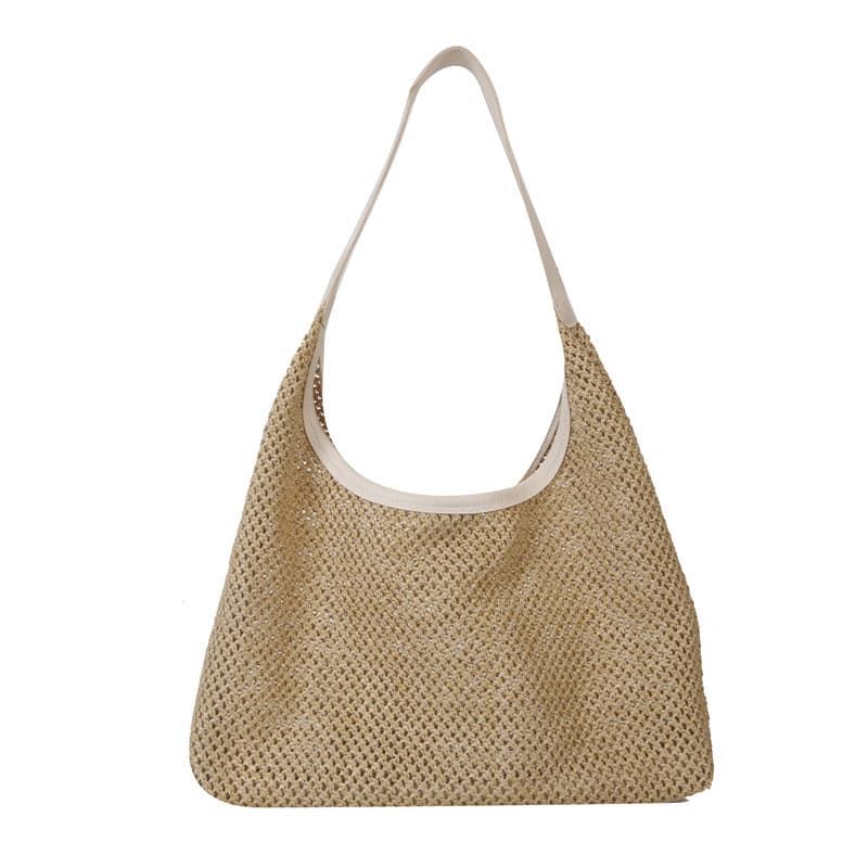Summer handheld woven fashionable beach straw one-shoulder bag for traveling, western style 5