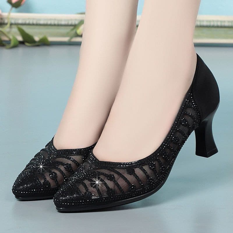 Breathable mesh summer sandals, women's shoes low-cut, high heels, summer 2024, soft sole 3
