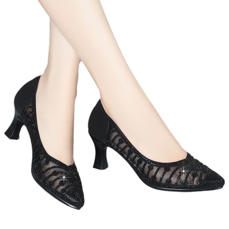 Breathable mesh summer sandals, women's shoes low-cut, high heels, summer 2024, soft sole 5