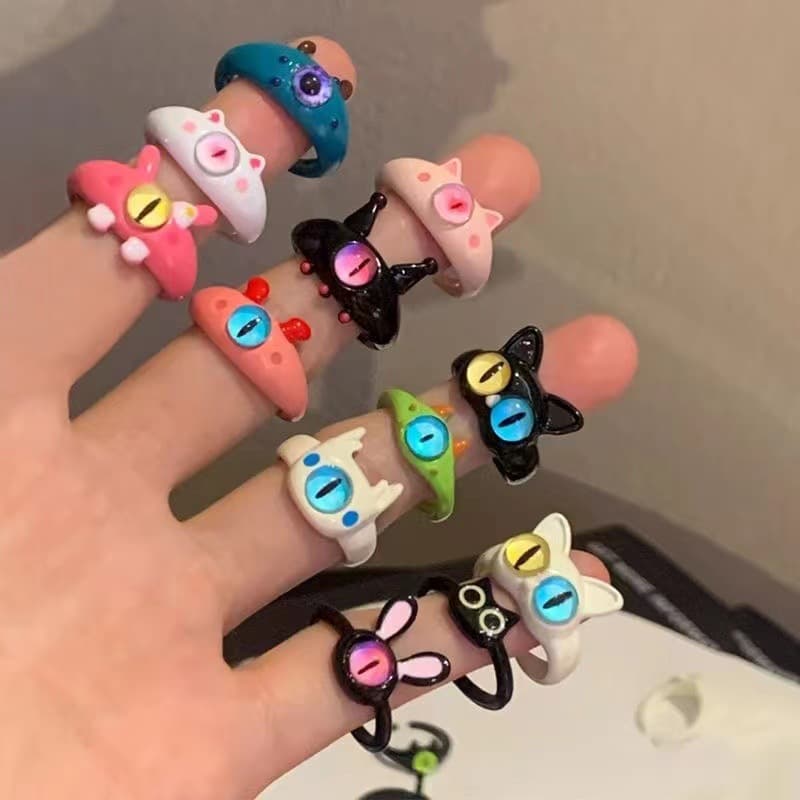 Cute monster, diamond cartoon ring for friend, new collection, for beloved 2