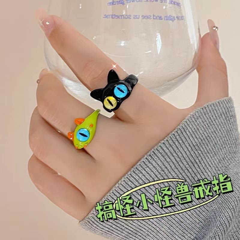Cute monster, diamond cartoon ring for friend, new collection, for beloved 3