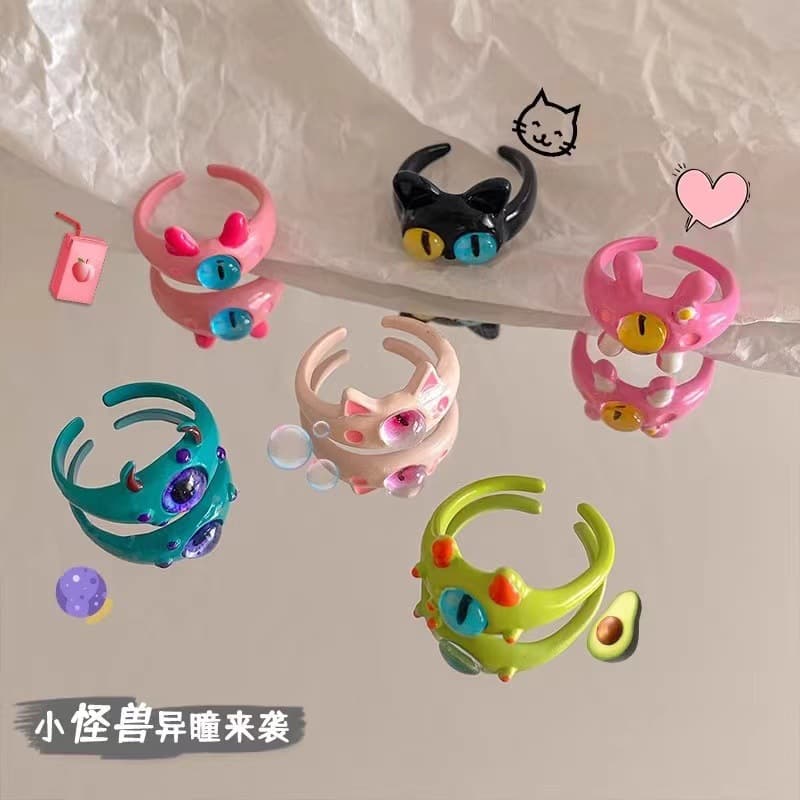 Cute monster, diamond cartoon ring for friend, new collection, for beloved 4