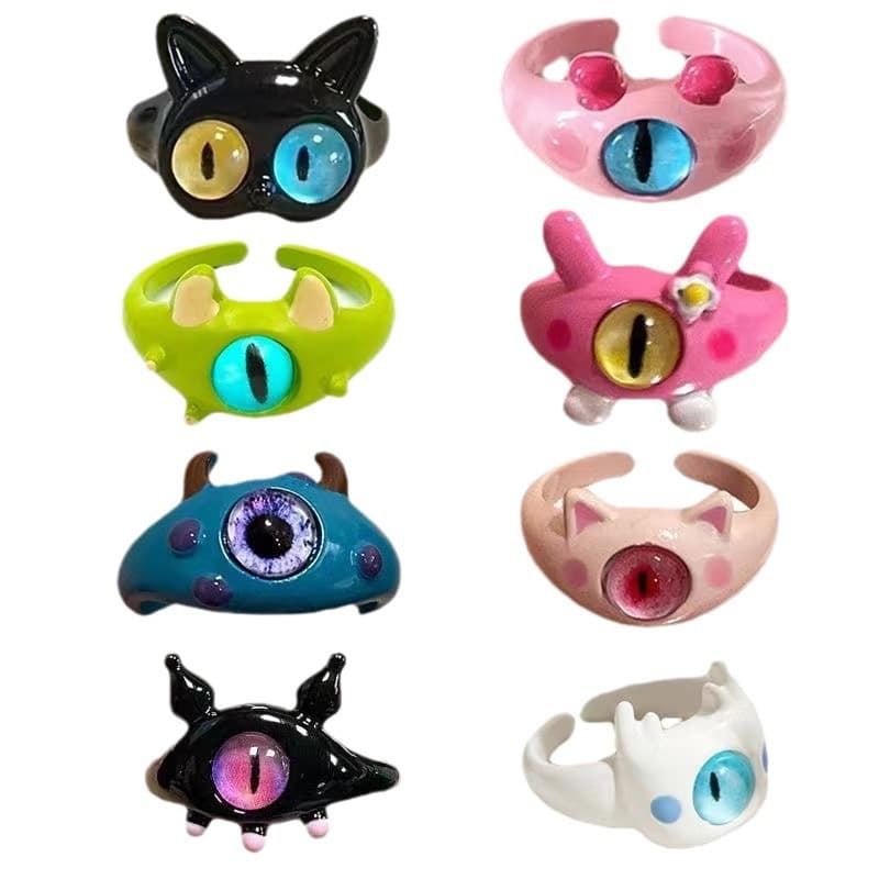 Cute monster, diamond cartoon ring for friend, new collection, for beloved 5