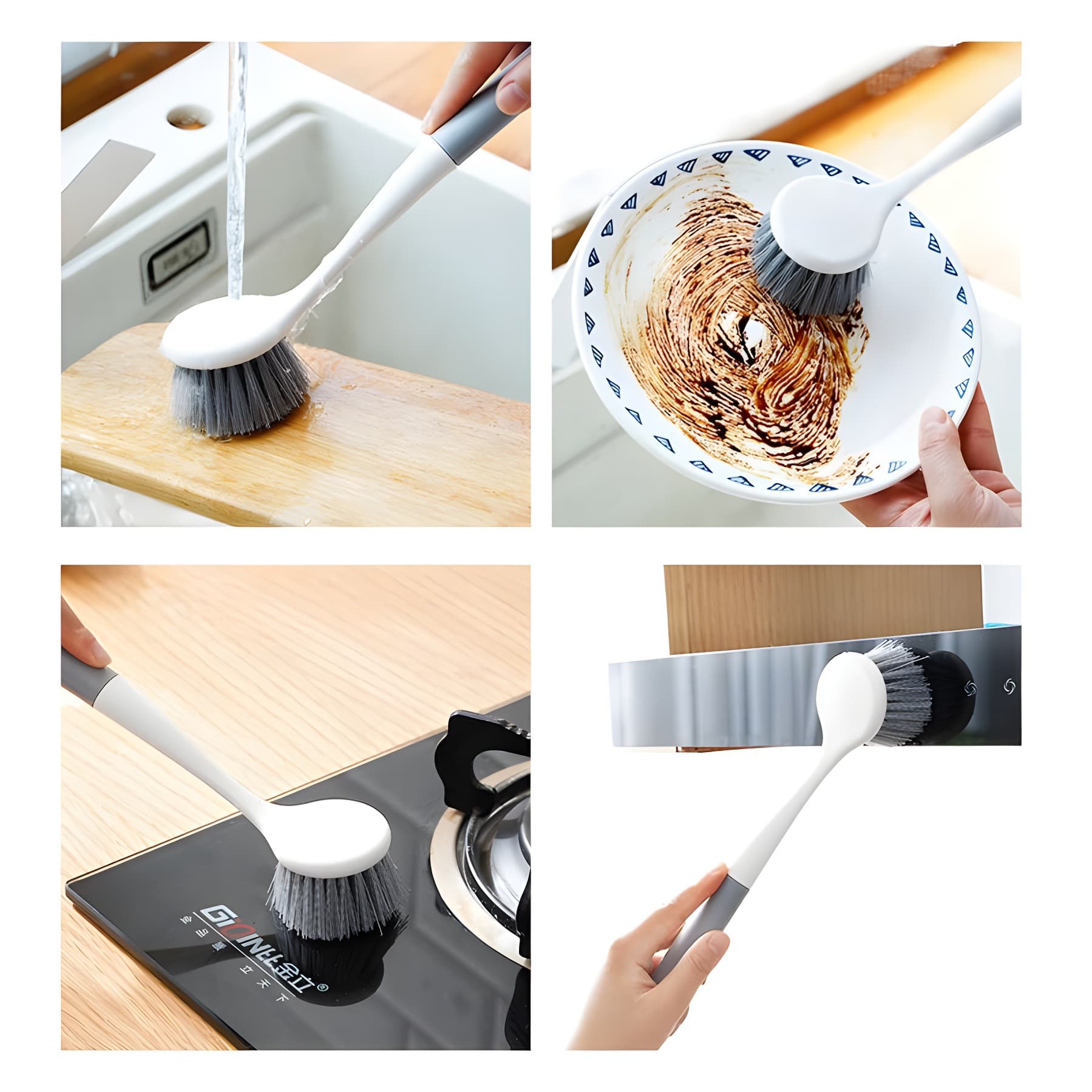 Long-handled pot washing brush household large non-injury pot brushing tool kitchen non-stick pot decontamination cleaning brush manufacturer 5