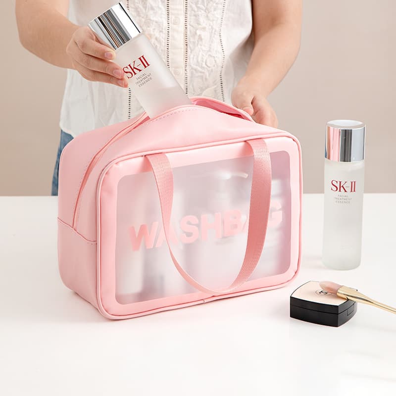Polyurethane waterproof handheld capacious cosmetic bag, matte travel bag, storage bag for swimming, increased thickness 2