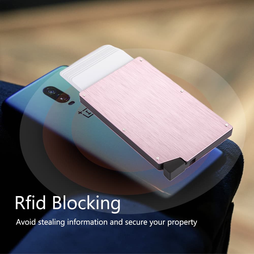 (Wholesale), golden automatic card holder, metallic color, pink gold 3