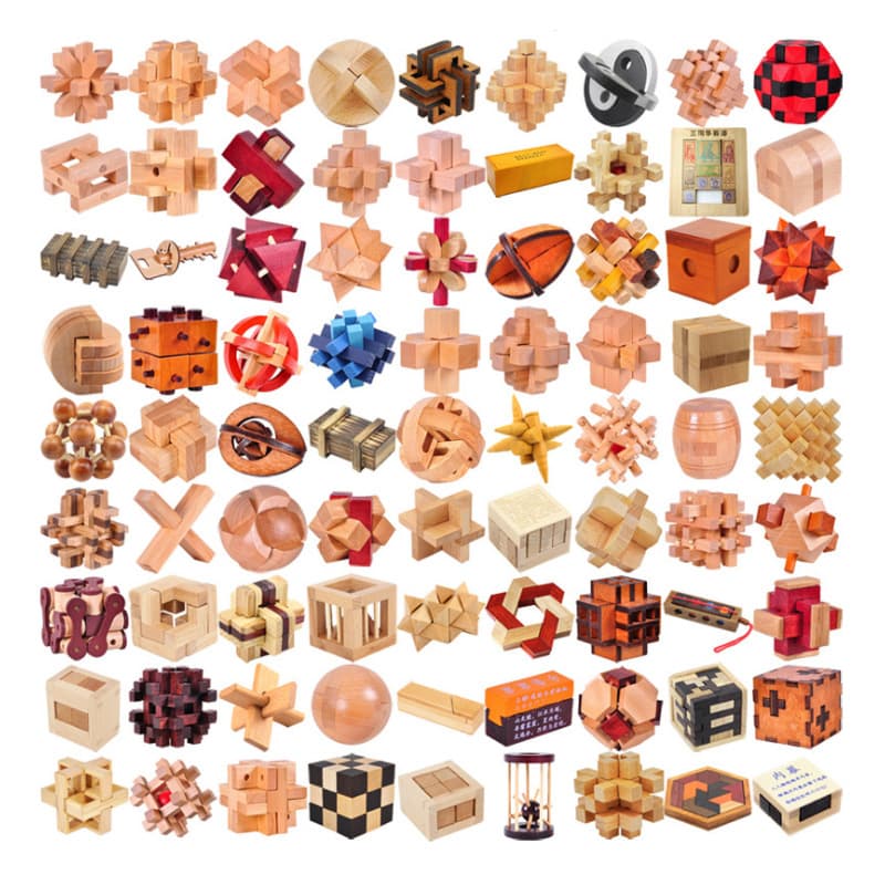 Brainteaser, wooden classic toy, full set