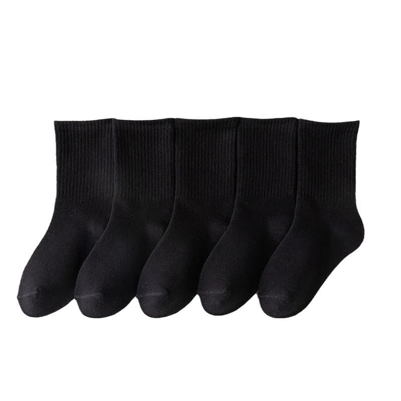 Black cotton children's autumn knee socks for boys for students, mid-length 5