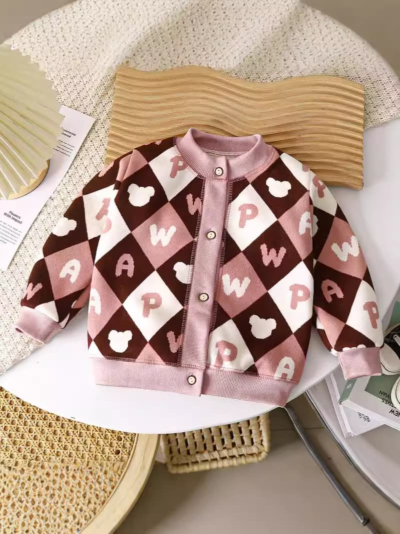 Children's keep warm cardigan for men and women, knitted warm jacket, sweater with a round collar 5