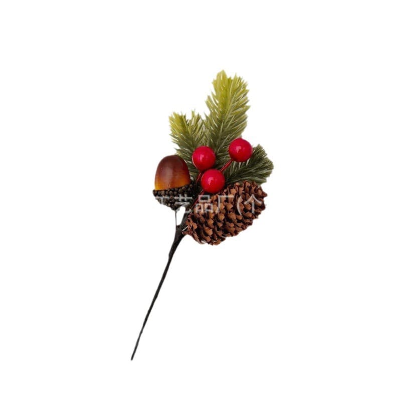 Cross -border Christmas simulation Pine fruit branches snowflake pine needle berries red fruit branches festive decorative Christmas flower bundle pine needle 5