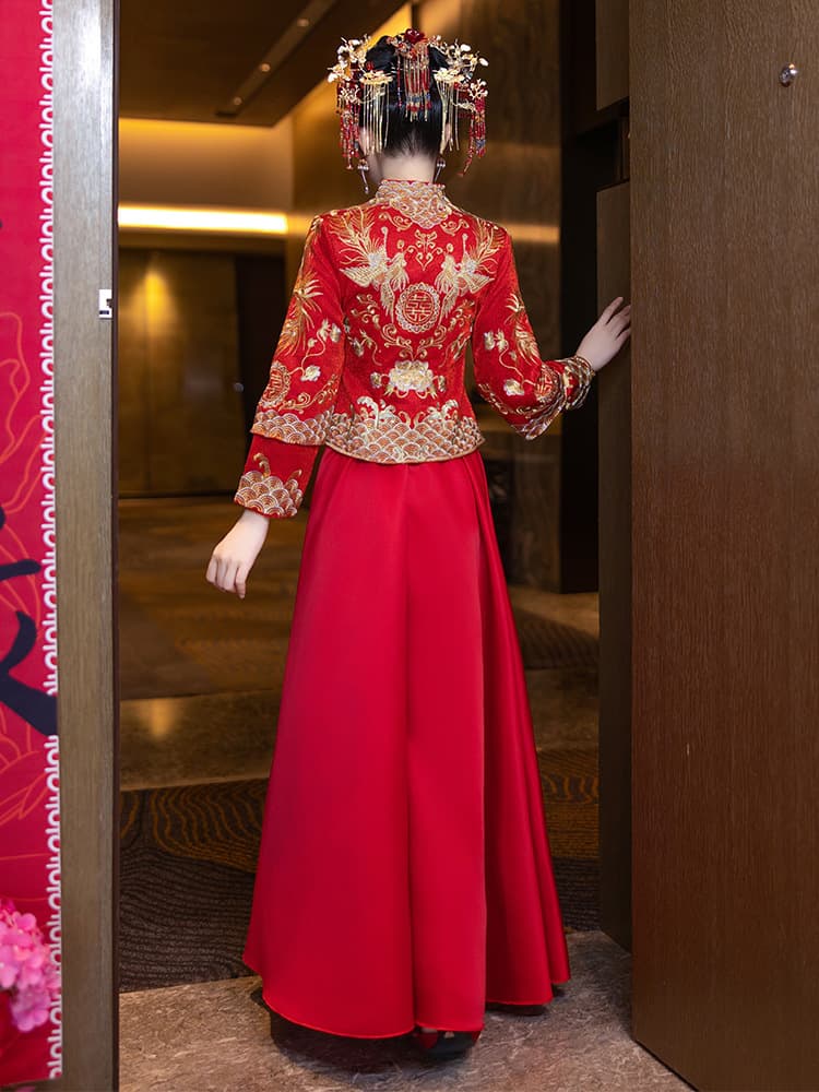 Xiuhe service wedding dress summer 2024 new small little people wedding dragon and phoenix gown out of the cabinet wedding dress Hexiu dress large size wedding dress 5
