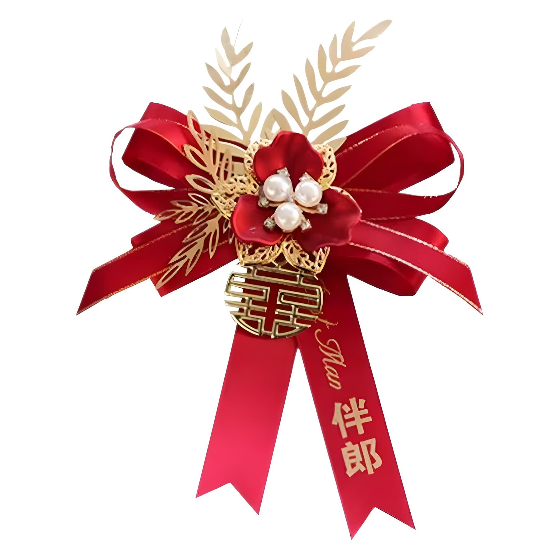 Wedding breast flower ribbon note called ribbon champagne wine red bride brides call wedding chest flower accessories note 5