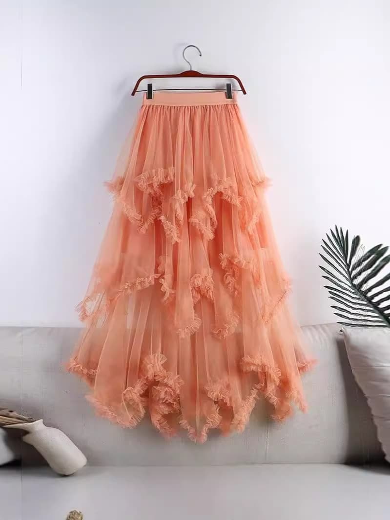 Wooden ear irregular mesh cake skirts in the half body skirt in the skirt in the skirt of the skirt of the skirt of the skirt of the skirt of the skirt of the skirt 2