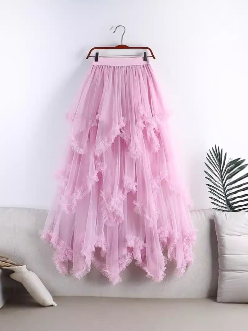 Wooden ear irregular mesh cake skirts in the half body skirt in the skirt in the skirt of the skirt of the skirt of the skirt of the skirt of the skirt of the skirt 4