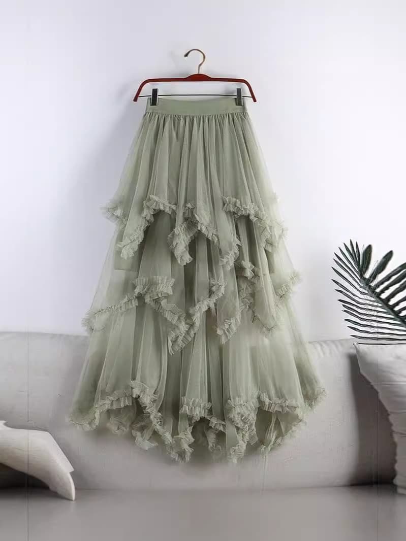 Wooden ear irregular mesh cake skirts in the half body skirt in the skirt in the skirt of the skirt of the skirt of the skirt of the skirt of the skirt of the skirt
