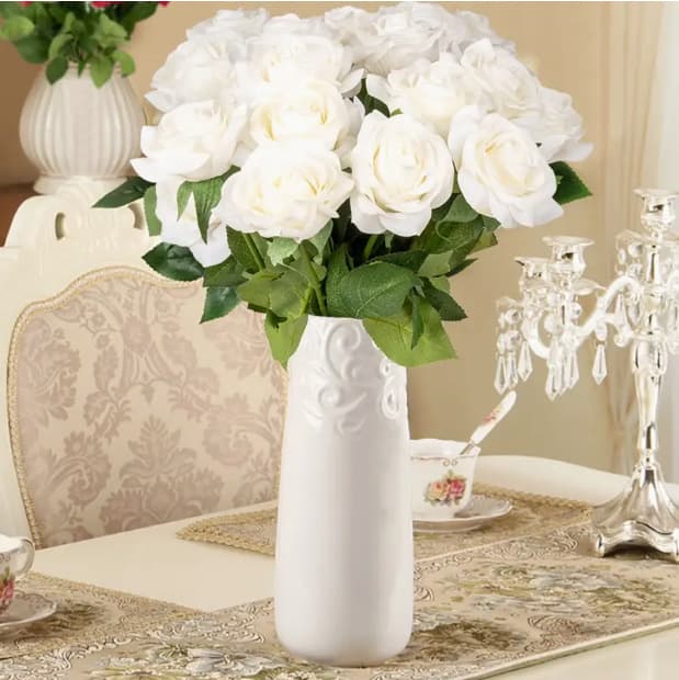 Simulation silk cloth rose pearl rose home hotel wedding Valentine's festival rose wall decorative silk flower 3