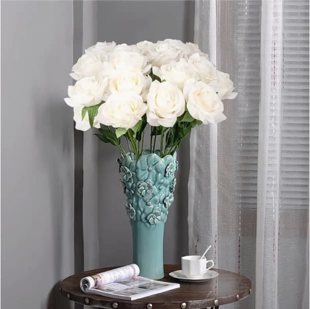 Simulation silk cloth rose pearl rose home hotel wedding Valentine's festival rose wall decorative silk flower 4