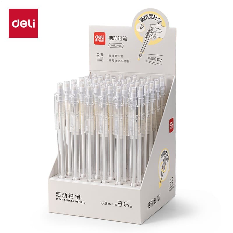 Deli simple 0.7 automatic pencil unprintable style mechanical pencil student 0.5 press pencil no need to sharpen pencil lead