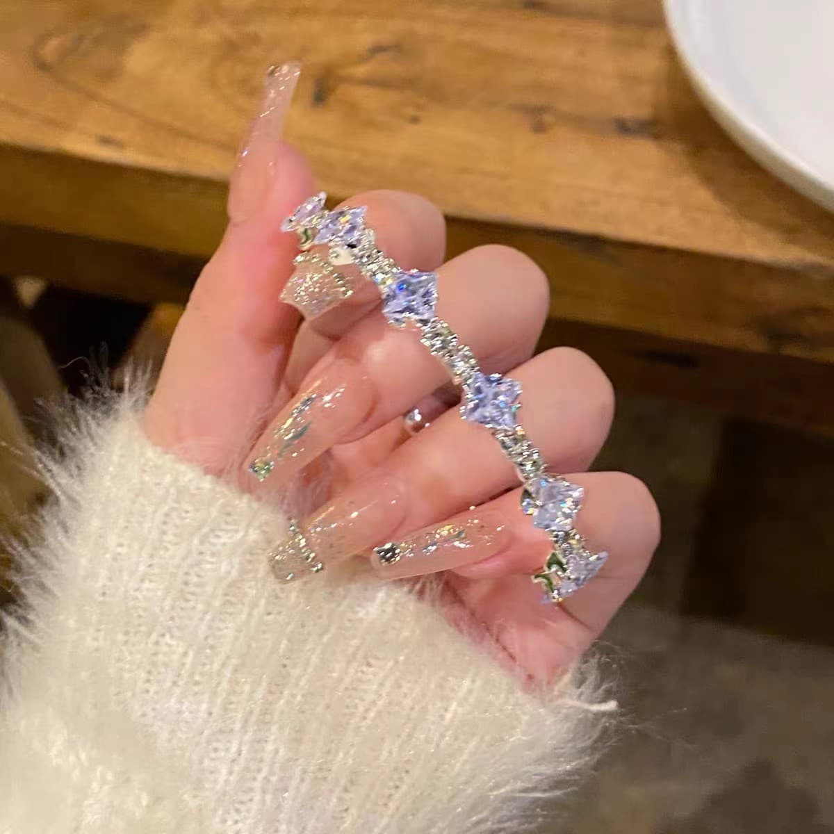 Sophisticated women's bracelet with zircon, design jewelry, accessory, light luxury style, high-quality style, french style, trend of season