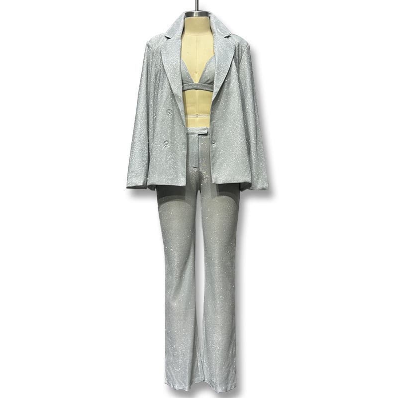 Demi-season set, suit, underwear, trousers, Amazon, city style, European style, loose straight fit, 3 piece set 5