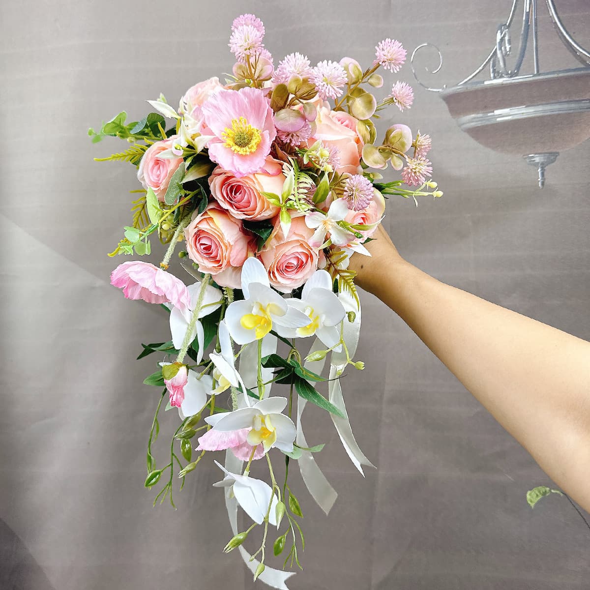 New Korean drooping hand bouquet wedding wedding wedding simulation flower bride wedding supplies, photography, photography wedding decoration 2