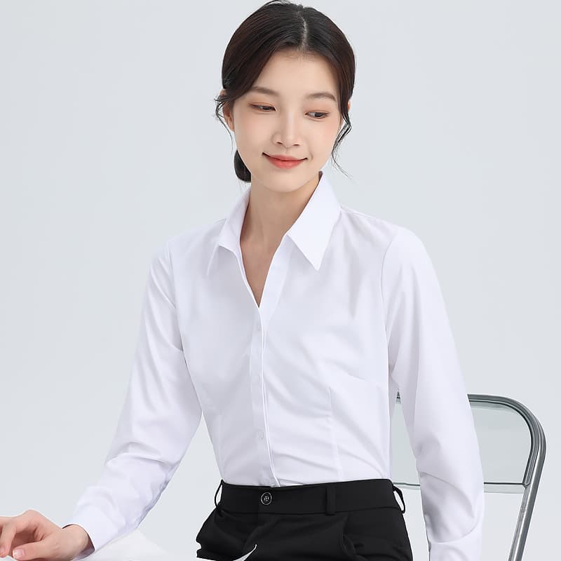 Shirt, autumn long-sleeve, elegant classic suit jacket for work, Korean style, slim fit 2