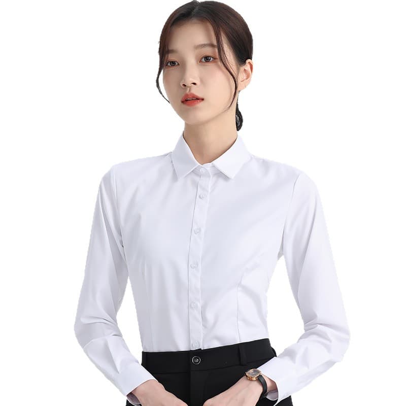 Shirt, autumn long-sleeve, elegant classic suit jacket for work, Korean style, slim fit 5