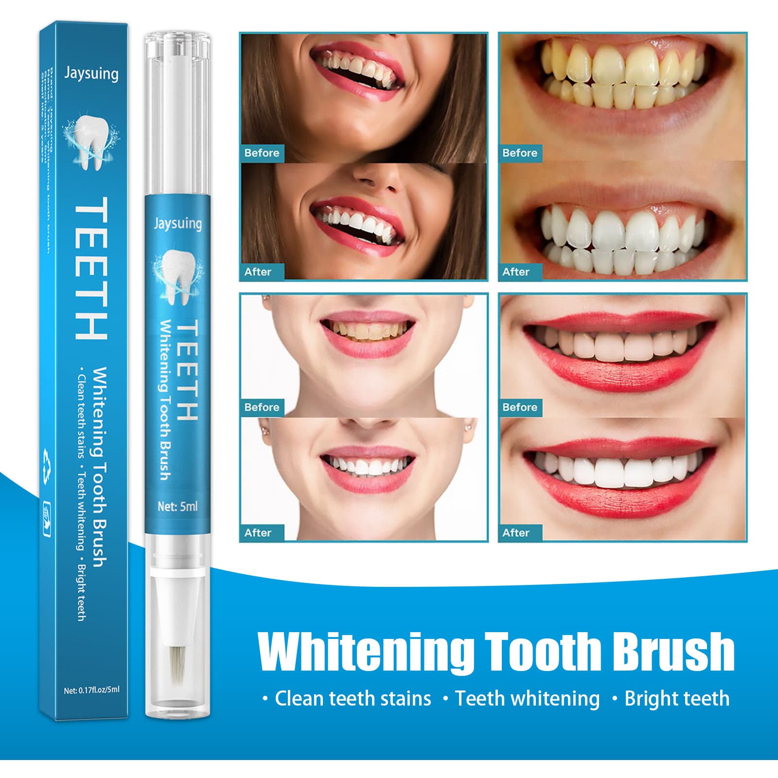 Jaysuing tooth clean white pen Clean the teeth brighter gel mouth cleaning yellow teeth tea staining tooth tooth spots 5