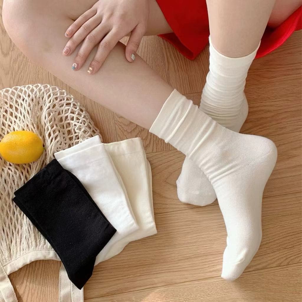 Women's Anti-Pilling Cotton Socks - Solid Color Mid-Calf 4
