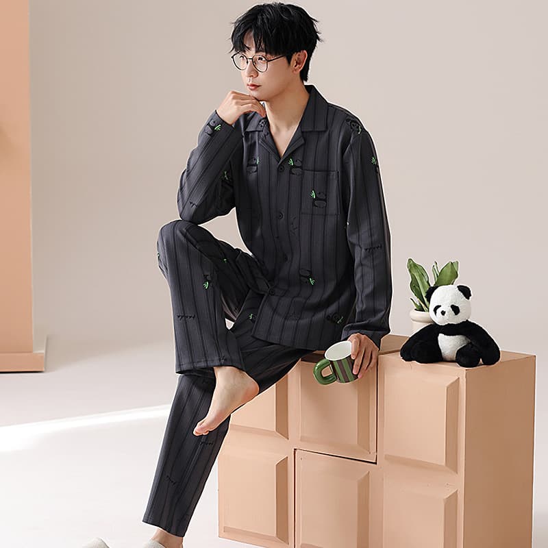 Cotton demi-season pijama, cartoon long-sleeve, set for leisure, oversize, internet celebrity 3