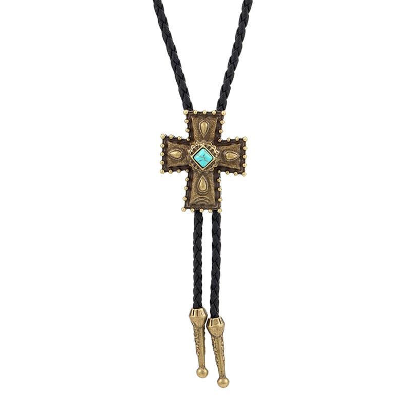 Denim fashionable tie, turquoise sweater, metal pendant, necklace, European style, punk style 5