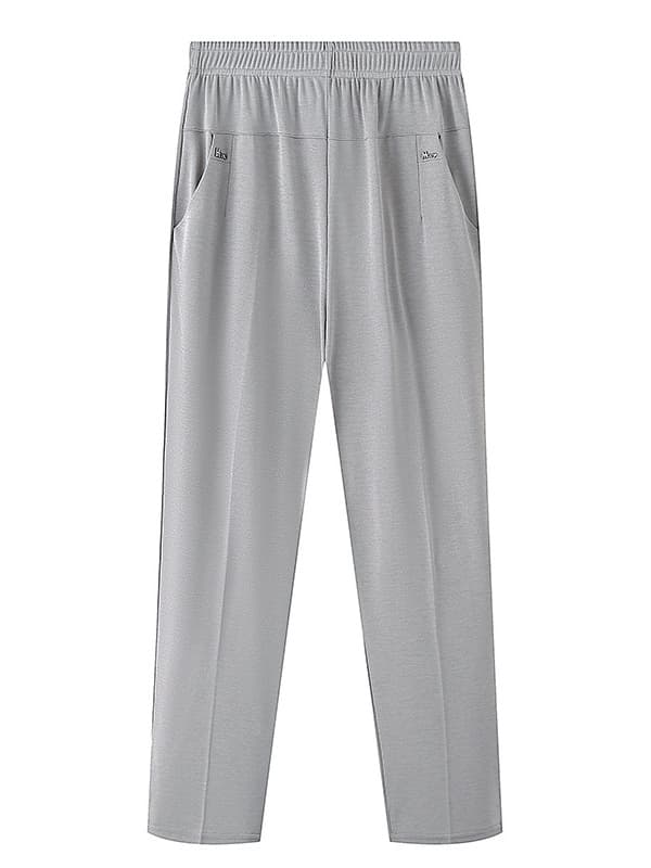 Summer thin silk trousers, for middle age, loose straight fit 2