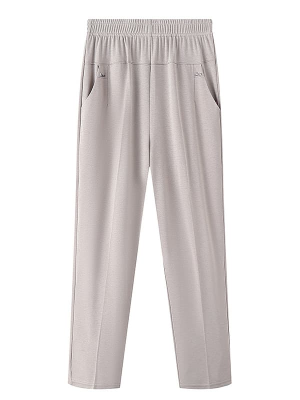 Summer thin silk trousers, for middle age, loose straight fit 3