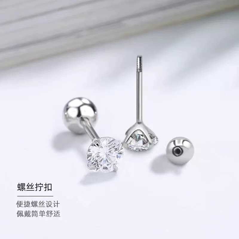 Brand earrings with zircon, silver 925 sample, simple and elegant design 2